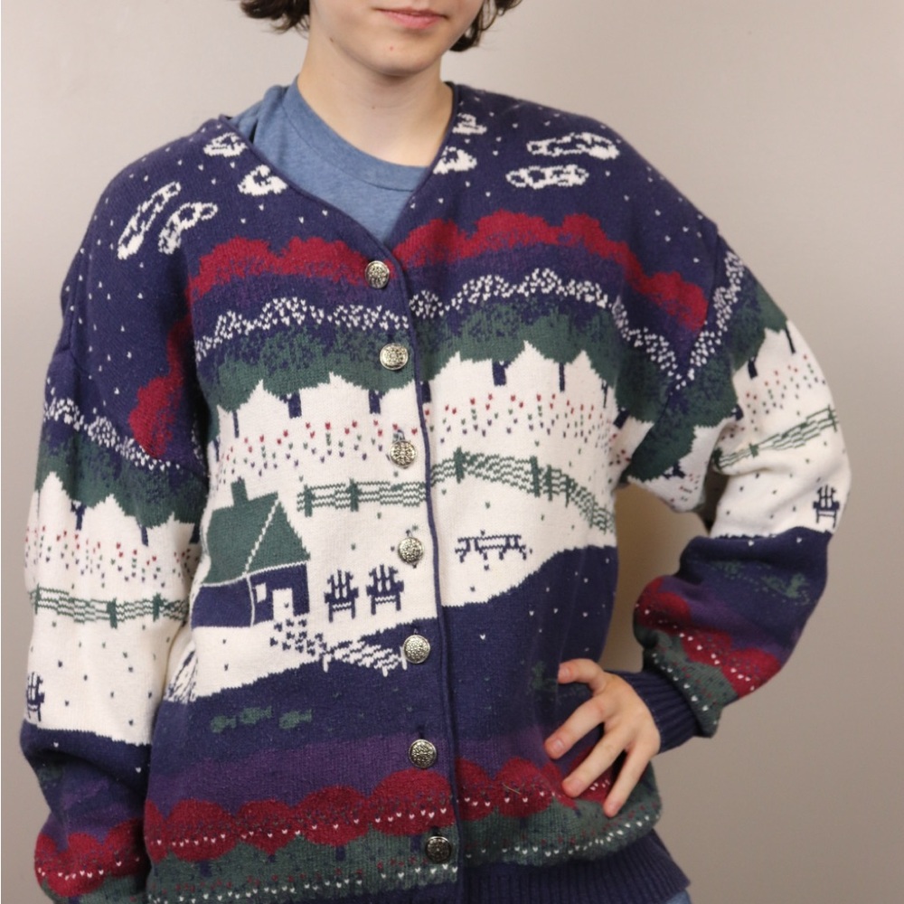 Vintage Multicolor Men's Cardigan Sweater Size Medium READ‎